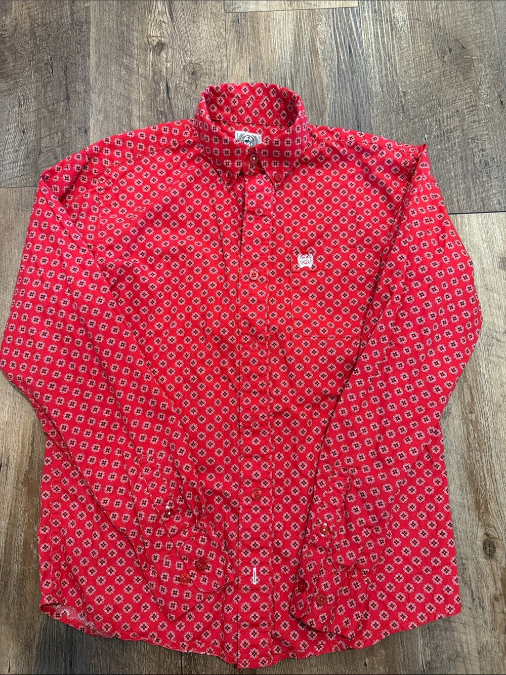 Cinch Boys Red Patterned Button-Up Shirt